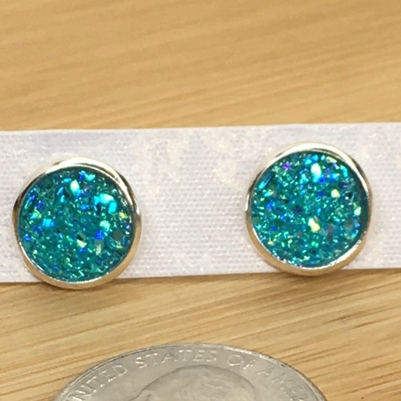 Blue Druzy Earrings - Picture 5 of 5